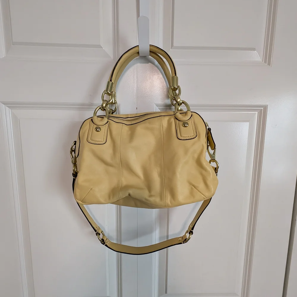 COACH Yellow Buttercup Leather Double Zipper Kristin Satchel Shoulder - Picture 12 of 16